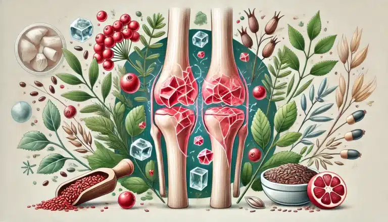 DALL·E 2024-06-21 10.04.40 - Illustration showing uric acid crystals in joints, causing inflammation and pain