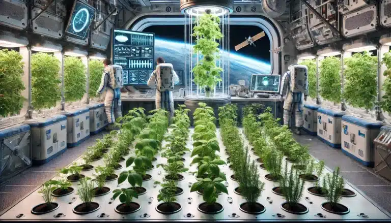 DALL·E 2024-07-25 10.10.37 - A detailed and futuristic scene showcasing herbs used in space missions